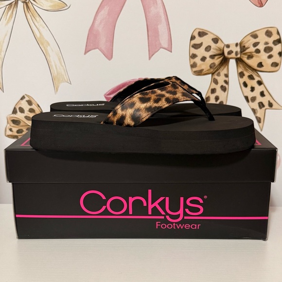 Corkys Black and Leopard Print Sandals - Picture 3 of 4